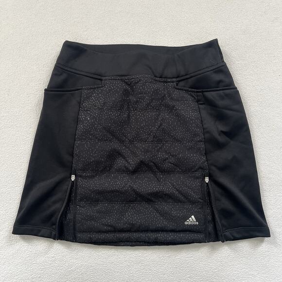 Adidas Women Black Pocket Side Zipper Insulated Quilted Primaloft Golf Skirt XS - Picture 4 of 9